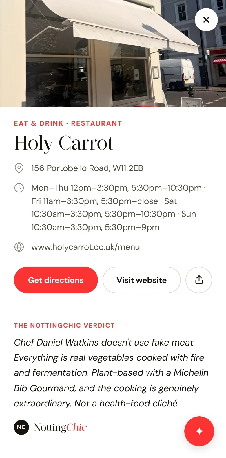Holy Carrot on a phone, as a sheet, scrolled to the NottingChic verdict
