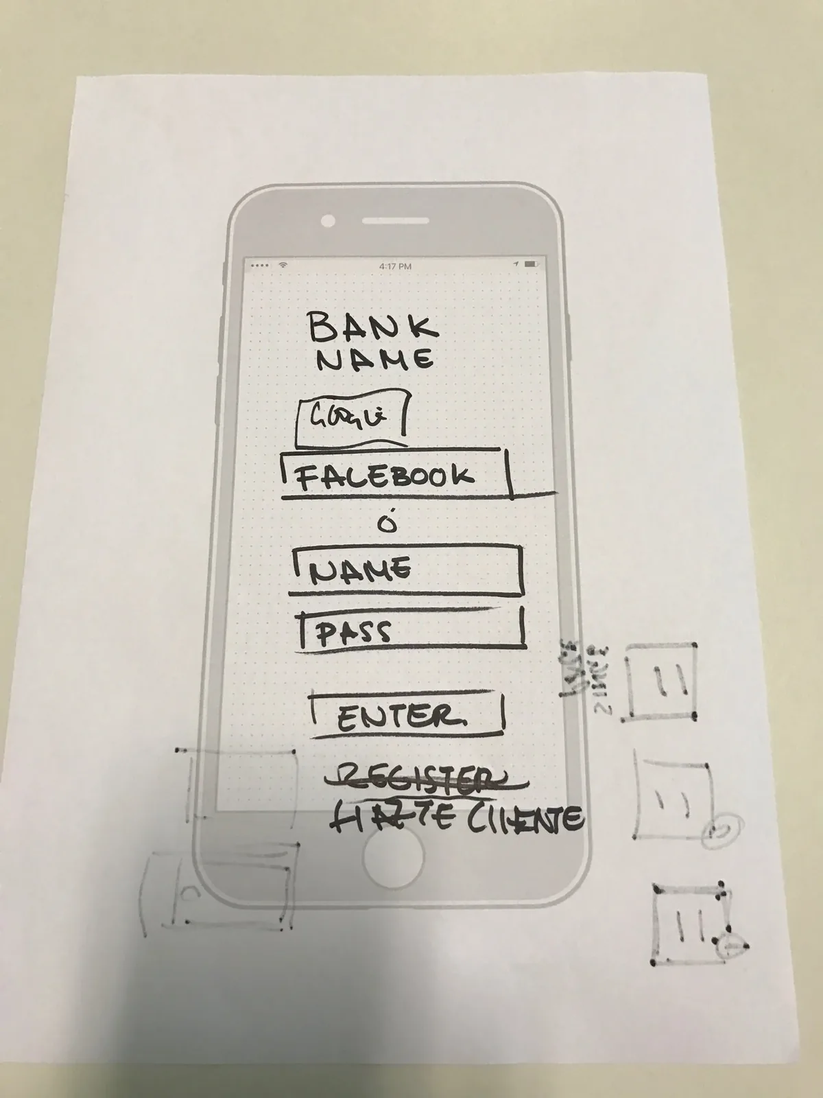 A sketch of a sign-in screen with Google and Facebook