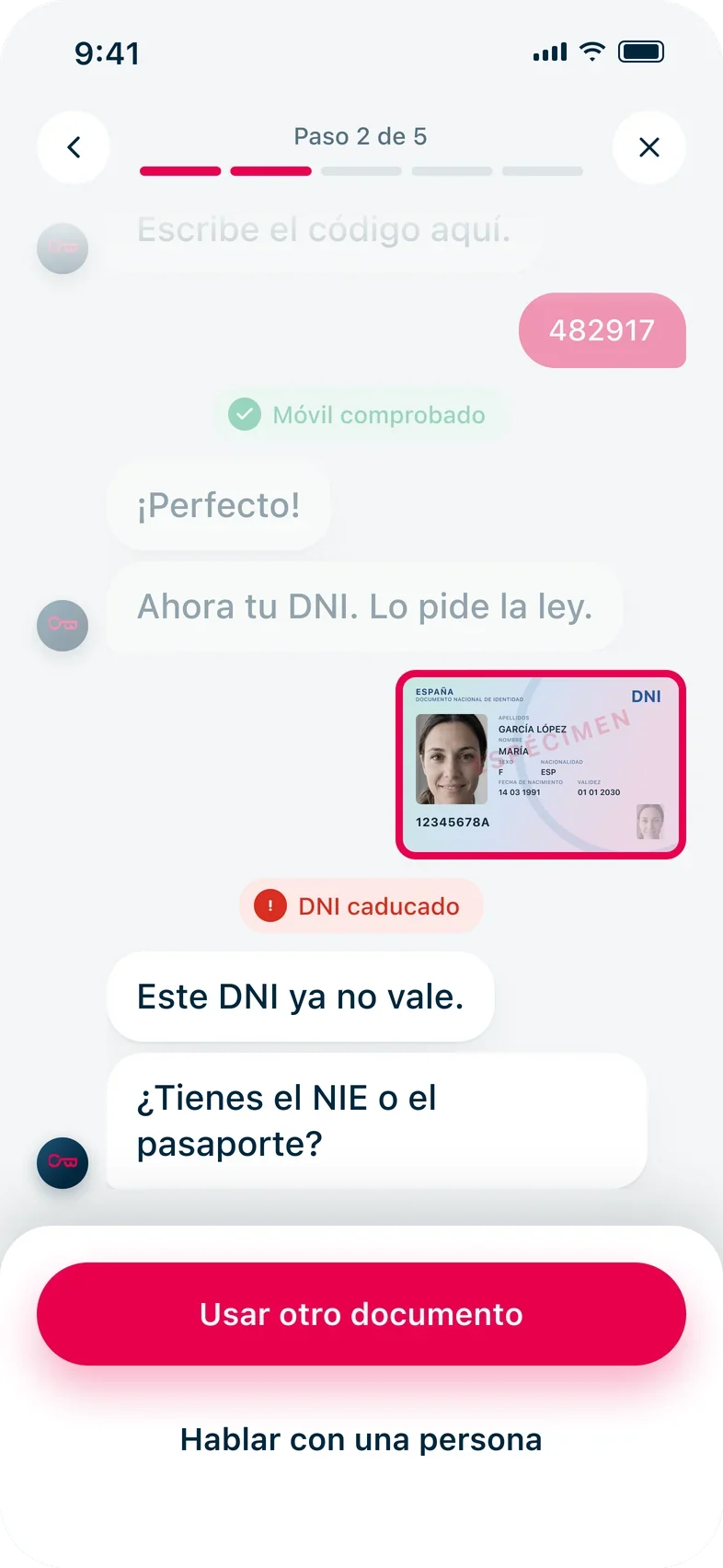 An expired ID: use another document